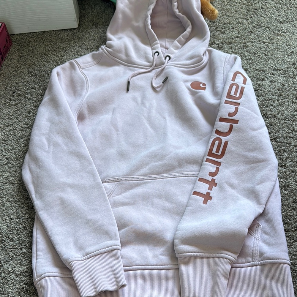Carhartt Light Pink Hoodie with Sleeve Logo